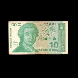 HIRVATİSTAN (1991) - 100 Dinar (ÇT 7,0/10) 