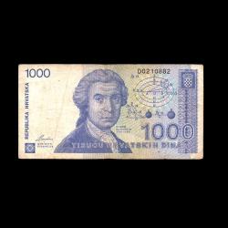 HIRVATİSTAN (1991) - 1.000 Dinar (T-ÇT 6,5/10)