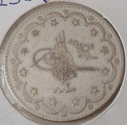 1293-2 SULTAN ABDÜLHAMİD GÜMÜŞ ORİJİNAL 20 (MECİDİYE) KURUŞ XX2Y2R ÇİLALTI ÇOK NADİR