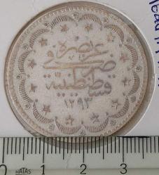 1293-2 SULTAN ABDÜLHAMİD GÜMÜŞ ORİJİNAL 20 (MECİDİYE) KURUŞ XX2Y2R ÇİLALTI ÇOK NADİR