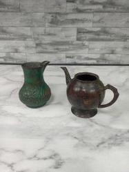Antika Osmanlı Bakır Cezve ve Pirinç Demlik