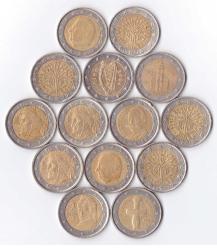 14 ADET 2 EURO GÖRSELDEKİ ÜRÜN ORTA KONDİSYON / A-250