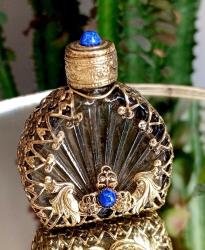 5,5*4,5 CM EBADINDA METAL İŞLEMELİ LAPİS LAZULİ TAŞ DETAYLI KOKU ŞİŞESİ