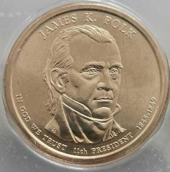 SETTEN ÇIKMA  AMERİKA  2009  1 DOLAR BAŞKANLAR SERİSİ ÇİL  Başkanlık 1 $ Bozuk Para - James K. Polk (1845-1849)