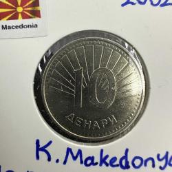 Makedonya 10 Dinar 2008. Bayraklı Kapamasında. Çil.