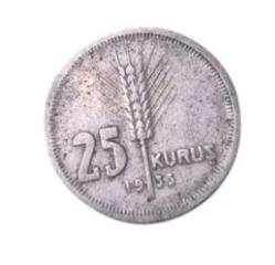 1935 Yılı Gümüş 25 Kuruş Ççt