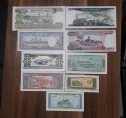 Kamboçya para set yabancı para lotu hepsi farklı çil