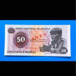 Angola 50 kwanza 1976 Specimen Çil banknot / kağıt para