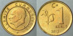 TÜRKİYE CUMHURİYETİ 1 KURUŞ 2012 ÇİLALTI KONDİSYON.