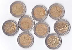 9 ADET 2 EURO DÜŞÜK KONDİSYON GÖRSELDEKİ ÜRÜN / A-266