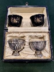 Osmanlı Gümüş İkili Fincan Zarfı