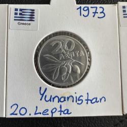 Yunanistan Cunta Yönetimi 20 Lepta 1973. Bayraklı Kapamasında. Çil.