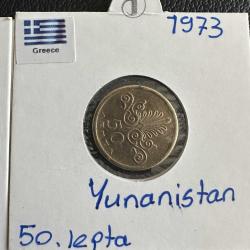 Yunanistan Cunta Yönetimi 50 Lepta 1973. Bayraklı Kapamasında. Çil.