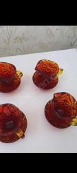 Amberina glass kurşun kristal   minyatür sürahi ve kase