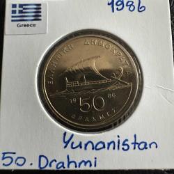 Yunanistan 50 Drahmi 1986. Bayraklı Kapamasında. Çil.