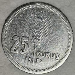 TÜRKİYE 1935   25  KURUŞ   GÜMÜŞ  3  GRAM