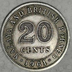 MALAYA VE BORNEO   1961  20  CENT