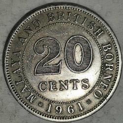 MALAYA VE BORNEO   1961  20  CENT