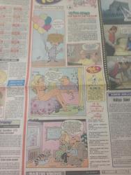 Milliyet renk gazetesi DOĞUM GÜNÜ GAZETESİ  - 26 şubat 1986-Kemal Tahir-Halit Refiğ-Sami Şekeroğlu-Ayşe Tükrükçü-Üstün Korugan-Zuhal Yeke-Sezai Şahmay-Nezihe Araz-Marina Santi-Riccardo Bonacchi-Necmi Tanyolaç-Suna Yıldızoğlu-Kahraman Olgaç-Perran-Müjdat-Hülya Süer-Müşerref Akay-Metin Canbaz-Çetin Tezcan-Bart Lancaster  Ve film yakıldı-Sevimli sarışınlar-Kadın ve sigara-Benim olanı bilmek-Kadınca-Kolay var-Tüp bebek tartışmalı bir pozisyon-Burcunuz-Kadınca papatya olamazsınız-Meyve suyu kürü-Şair spiker-TRT’de ithal modası-Eski filmler dizi oluyor-Geç gelen mutluluk-Kadın dünyası-Saçlarınız konuşuyor-Kadın sağlığı-Dostça-Sağlıklı aile-Çocuk bakımı-Temizlik-Görgü-Tef-Tef’te alaylı-Komik anılar-Böcekleri tanıyalım-Fide satranç kuralları-Bastır Viking-Küçümen-Kont seni beni-Süper veli-Red Kit-Daltonların namusu-Yorgun Savaşçı  Yorgun Savaşçı