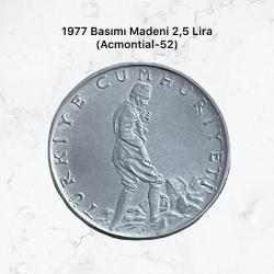 1977 Basımı Madeni 2,5 Türk Lirası