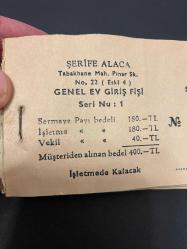 GENEL EV GİRİŞ FİŞİ tarihi belge
