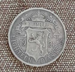 Kıbrıs  Gümüş 18 piastre 1921 Kral George V