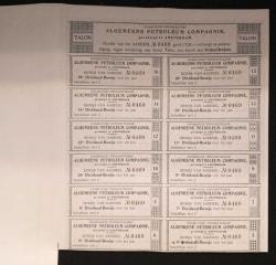 1913 -1930  YABANCI HİSSE SENEDİ  ALGEMEENE PETROLEUM COMPAGNIE - DEUTSCHE UEBERSEEISCHE BANK  LOT HALİNDE İKİ ADET GÖNDERİLECEKTİR