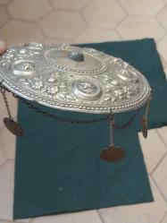 TEPELİK,  OSMANLI PENEZLİ YÖRÜK GELİN TEPELİĞİ, NADİR ÇIKAN OSMANLI AYYILDIZLI, SÜSLEMELİ TEPELİK,  DÜŞÜK AYAR GÜMÜŞ ALPAGA NADİR KOLEKSİYONLUK..13 cm.