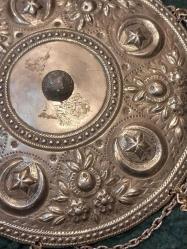 TEPELİK,  OSMANLI PENEZLİ YÖRÜK GELİN TEPELİĞİ, NADİR ÇIKAN OSMANLI AYYILDIZLI, SÜSLEMELİ TEPELİK,  DÜŞÜK AYAR GÜMÜŞ ALPAGA NADİR KOLEKSİYONLUK..13 cm.