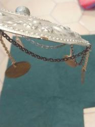 TEPELİK,  OSMANLI PENEZLİ YÖRÜK GELİN TEPELİĞİ, NADİR ÇIKAN OSMANLI AYYILDIZLI, SÜSLEMELİ TEPELİK,  DÜŞÜK AYAR GÜMÜŞ ALPAGA NADİR KOLEKSİYONLUK..13 cm.