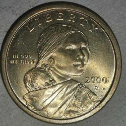 AMERİKA 2000 D  1 DOLAR  Sacagawea Doları