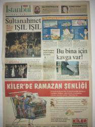 SABAH ISTANBUL GAZETESI DOĞUM GÜNÜ GAZETESI -5 Ocak 1998-Yusuf Akgün-Hıncal Uluç-Erdal Bilallar-Remzi Kalanick-Selami Uzun-Cemal Köyü-Cem Yılmaz-Gülben Ergen-II. Mahmut-Kaptan-İsmail Sivri-Filiz Güler-Ahmet Çetinsaya-Baharatçı Hamido-Seyit Uğur-Selim Kayhan-Tuncer Bitin-Tayyip Erdoğan-Büyük suçlama-Trafik levhasından kavurma saçı-El konulan otopark-Güneşin açmasını bekleyelim-Belediyenin ağaç katliamı-İstanbul’da böyle muhtar yok-Carrefour’da pide 49 bin lira-Broderi Narin 4. mağazasıyla Beylikdüzü’nde-Kaymak Mustafa Paşa Camii-Caminin inşaatı bitti Mustafa Paşa öldü-2 metrelik kebap-Derelerin ıslahı için 250 trilyon gerekiyor-Sultanahmet ışıl ışıl-Bu bina için kavga var-Kiler’de Ramazan şenliği-Türkiye’nin kaymağını İstanbul yiyor-SG karikatürü-karikatürist imzası: