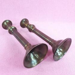 VINTAGE BİR ÇİFT AVRUPA BRONZ PATENELİ PİRİNÇ ŞAMDAN
