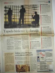 MİLLİYET KARİYERİM GAZETESİ DOĞUM GÜNÜ GAZETESI -9 Ocak 2005-Haluk Karaosman - Onur Sözal - Murat Öğütveren - Yalçın Özen - Burak Akgüç - Sümer Çalbaş - Canan Boğarşan Symes - Haluk Yalçın - Güler Ülgen Kadakal  En şanslılar idari işlerde - Yapıda binlerce iş olanağı - İstikbal 2 bin 100 kişiye yeni iş imkânı sağlayacak - Evinizde hazine yatıyor - Onun arabası değil filo’su var - Yerli markalar arığa kalkıyor - Bir ilde 300 YTL - Fırıncılara asgari 5 bin euro - Yeni işler açacak - Türkiye’ye yayılıyor - 36 ülkede bedava dağıtılan tek sayfalık gazete Türkiye’de - Meslek de öğretilecek işler de bulunacak - İşgücünün vasfı artırılırsa Avrupa Birliği serbest dolaşım konusunda kısıtlama olmaz - Kasayı önce kendisi taşıdı - Bu işyerinde yönetici mezun ediliyor - Tekstilkent’te yeni genel müdür yardımcısı - Motorola Türkiye’de görev değişimi - Coretech’in Genel Müdürü Sümer Çalbaş - Demirdöküm’de çifte görev değişikliği