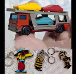 Tipitip ma anne Dalton Joe Dalton anahtarlık süs set. Mini transporter araba taşıyıcı metal matchbox tır kamyon. Koleksiyon nostalji vintage retro tasarım hediye hobi minyatür diorama reklam promosyon