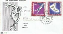 Jeux Olympiques de Mexico Auueaux Barre fixe, 1968 İlk Gün Zarfı / FDC