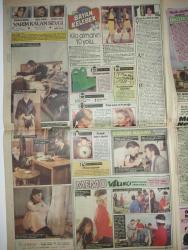 HÜRRİYET KELEBEK DOĞUM GÜNÜ GAZETESİ-13 Mayıs 1988-Ayla Yılmaz-Ulufer Oğuzcan-Neriman Erkut-Bilge Derinkök-Gülçin Ulugezen-Nevin Güllüoğlu-Mine Arasan-Leyla İsmier-Azize Biçin-Cybill Shepherd-Tarık Dursun K.-Nusret Ekesber-Murat Tekmen-Güzin Abla-Sabriye Yılmaz-Esra Karçı-Ayşe Ergin-Müjde Ar-Turgut Özakman-Üner Arıkan-Alev Sayın-Ferhan Tümay-Ümit Acar-Kenan Erçetingöz-Adile Tezcan-Adile Teyze-Tamer Karadağlı-Tansu Çiller-Tarık Akan-Kadir İnanır-Nurdan Şoray-Ayşegül Atik-Mehmet Ali Erbil  Kadın egemenliği-Kahveli istasyon-Çocuklar uykusuz kalmamalı-Akşamcılar, bal yiyin-Cybill Shepherd diyor ki-Gidiyor musunuz yoksa?-Sürekli uykusuzluk ve baş ağrısı çekiyorum-Annemiz bizi çok sıkıyor-Bizimkiler-Güngörmüşler-Toş-Dedektif Nik-Yeni mini dizi nefes kesecek-Kaderin oyunu-Seyircisiz ünlüler-Gönüllüler-Arşiv eğlencesi-Nöbetçi Mahkeme’nin güzeli-Bir haftada 17 film-Yeniden doğmuş gibiyim  Bizimkiler-Güngörmüşler-Toş-Dedektif Nik-H.Y.-Kavanagh-Chic Young-Tehdit