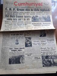 Cumhuriyet Gazetesi - 5 Eylül 1947 - intikal sarsıntıları yazan Nadir Nadi Başmakale - Cumhuriyet Halk Partisi grubu dün üç defa toplandı - Recep Peker kabinesi toplantı halinde fotoğraf - balkanlarda Türklerin bugünkü durumları - Dışişleri Bakanı Hasan Saka Dün mecliste uzun izahat verdi fotoğraf - Demokrat partiye katılan yeni milletvekili Ahmet Çınar - Mareşal Fevzi Çakmak Ege'nin köy ve kasabalarını geziyor fotoğraf - atomla kanser tedavisi - Türk Yunan gümrük birliğine doğru - Yabancı Kadın Yazan Ahmet Hidayet Reel yazı dizisi - Hava Davası yazan Burhan Felek Köşe Yazısı - 9. Hafta At Yarışlarına ait tahminler yazan Reşat Kuran - Hamiyet Yüceses Mefharet Yıldırım ve Mustafa Çağlar bebek belediye bahçesinde - Autocar kamyonları gelmiştir - Aga Radyo - Bugünkü radyo programı - Marvin Saati - Londra büyükelçimiz Cevat Açıkalın Vali Lütfi Kırdar ile birlikte Yeşilköy havaalanı fotoğraf - Atina Ticaret Odası Başkanı Bakkalbaşı İstanbul gazetecileri arasında fotoğraf