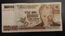 TÜRKİYE 7.NCİ EMİSYON 100.000. TL. E86 SERİSİ RESİMDE GÖRÜLDÜĞÜ GİBİ