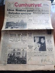 Cumhuriyet Gazetesi - 2 Şubat 1955 - Ayak ve yorgan yazan Nadir Nadi Başmakale - Adnan Menderes Yarın italya'dan ayrılıyor - Kızıl Çin Birleşmiş Milletler'e çağrıldı - Ankara mısır'ı tenkit ediyor - Adnan Menderes Dün Papa ile görüştü - Amerika'dan daha fazla buğday almak istedik - Adnan Menderes ve Fuat Köprülü Papa ile görüştükten sonra vatikan'dan ayrılırken fotoğraf - hastalarımız bugün Damlataş mağarasında küre başlıyor - bilyoner bankacı Serge Rubinstein'ı kim öldürdü - 1957 dünya güreş şampiyonasına talip olduk - Mim Kemal'in cenazesi muhteşem bir törenle kaldırıldı fotoğraf - Teneke yazan Yaşar Kemal Yazı Dizisi - İstiklal harbi günlerinde Isparta'da Mim Kemal yazan Kemal Turan - Düztaban yazan Burhan Felek - yeni futbol federasyon reisi Hasan Polat'ın beyanatı - Fenerbahçe'nin Adalet maçına hazırlığı - Football Association kupasını kim kazanacak - Beşiktaş Beykoz maçı yarın yapılıyor - meçhul korsan filmi Kadıköy hale sinemasında - Tarihe Geçmiş Büyük Aşklar