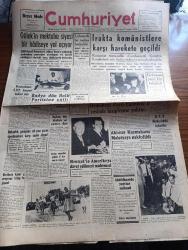 Cumhuriyet Gazetesi - 29 Temmuz 1959 - Kasım Gülek'in mektubu siyasi bir hadiseye yol açıyor - Radyo Gazetesi Dün Halk Partisine Çattı - Lübnan'da Bir Mebus Katledildi - Irak'ta Komünistlere Karşı Harekete Geçildi - EOKA Lideri Grivas'ın Yeni Bir Tehdidi - Verilmiş Karar Gereğince Kitap Toplandı - Kızılay kampında İran Folklor ekibi gösteri  yaptı fotoğraf - Araba Vapurları Günde 5 Bin Vasıta Taşıyor -  Rus Başbakanı Hrutçef'in Amerika'ya Davet Edilmesi Muhtemel - CHP Milletvekili Suphi Baykam İlaç İthalinde Yol Yanlıştır Diyor - 13 Ton Gramafon Plağı Geldi  -  İnce Mehmet yazan Yaşar Kemal Yazı Dizisi - Bozdoğan Semalarında Parlak Bir Cisim Görüldü - Yahya Kemal Sergisi Kasım'da Açılıyor - Uluç Ali Yazan Halikarnas Balıkçısı - Koruyucu Melekler Çizgi Roman - Sophia Loren Clark Gable İle Film Çeviriyor - Ağır Ceza Mahkemesi 3 Kadın Hâkim İle Vazife Gördü - Fenerbahçe Dün Kaleci Şükrü Ersoy'u Satışa Çıkardı - Tenis Federasyonu Başkanı Ulvi Yenal - Galatasaray Sutopunda Şampiyon Oldu