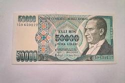 TC KAĞIT 50.000 LİRA 1970 ÇİL