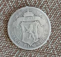 Kıbrıs  Gümüş 9 piastre 1901 Kraliçe Victoria