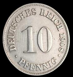 Almanya 1908 D 10 Pfennig