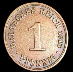 Almanya 1913 A 1 Pfennig