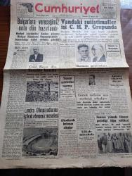 Cumhuriyet Gazetesi - 23 Haziran 1948 - ikisi arası olmaz yazan Nadir Nadi Başmakale - bulgarlara vereceğimiz nota dün hazırlandı - Celal Bayar Dün birecik'te konuştu fotoğraf - Van'daki suistimaller işi Cumhuriyet Halk Partisi grubunda - raman petrolleri - İzmit altındere'de bulunan altınlar - Londra olimpiyatları'na iştirak etmemiz meselesi - Londra 1948 Olimpiyatları yapılacağı Wembley Stadyumu fotoğraf - Galatasaraylı futbolcu Reha eke'nin duruşması müdafaaya kaldı - Hasan Ali Yücel Kenan Öner davasını bugün yeniden başlanıyor - Ankara'da hava yazan Burhan Felek - Büyük Lübnan Trupu Nadiya ve arkadaşları Tepebaşı bahçesinde - lüks ile mücadele - Operatör Doktor Sedat Erman - Tarsus Amerikan koleji öğrenci kaydı - Bugünkü radyo programı - sanatkar bayan Belkıs Columbia plaklarında - Frigidaire Buzdolabı - İsmail Hakkı Baltacıoğlu ve Ali Rıza Artunkal CHP meclis grubunda konuştu fotoğraf - ithalat ve ihracatın ayarlanması - elektrik tarifesine zam yapılacağı anlaşılıyor