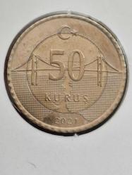 50 KURUŞ 2021( Farklı Renk Tonu)  ÇİL