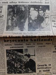 Cumhuriyet Gazetesi - 24 Nisan 1960 - kişiyi nasıl bilirsin yazan Nadir Nadi Başmakale - İsmet İnönü'nün 23 Nisan için gençlere Hitabesi Fotoğraf - cumhurbaşkanı Celal Bayar Dün çocukları kabul ediyor fotoğraf - 23 Nisan bütün yurtta heyecanla kutlandı - üniversiteliler Dün Atatürk'ün gençliğe hitabesini dağıttılar - Gebze'de yapılan 23 Nisan merasimi fotoğraf - Petrol zaferisinin temeli Dün İzmit'te Başbakan Adnan Menderes'in katılımıyla atıldı fotoğraf - Mazlum Kayalar'ın eşi Melahat Kayalar Dün İsmet İnönü'ye bağlılık telgrafı çekti - Kore seçimleri yenilenecek - Kıbrıs'ta EOKA mensupları yine faaliyete geçti - Evlerden Biri yazan Orhan Kemal Yazı Dizisi - Amerika'da tiyatro yazan Muhsin Ertuğrul - Devlet Tiyatrosu şan sinemasında Arzu tramvayı - Tosca rolü ile Opera sahnesine ilk defa çıkarak başarı kazanan soprano  Meral Menderes fotoğraf - Kleopatra meselesi devam ediyor -  tevhit bilge tiyatrosu - haftanın şakaları yazan Burhan Felek - Galatasaray Karşıyaka'yı 5-0 yendi
