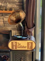 The Godfather Temalı Vintage Gramofon Plakçalar – Koleksiyonluk, El Yapımı, bluetooth