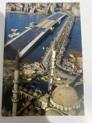 Kuş bakışı,Yeni ve eski Galata köprüsü ,Eminönü,Haliç,Karaköy meydanı,Yeni Cami,Liman Kartpostal 15.50x10.50 cm ebatında